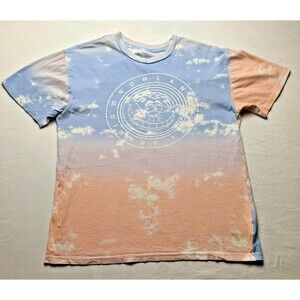 Disney / Neff Wonderland Shirt Mens Medium Blue and Pink Tie Dye Short Sleeve